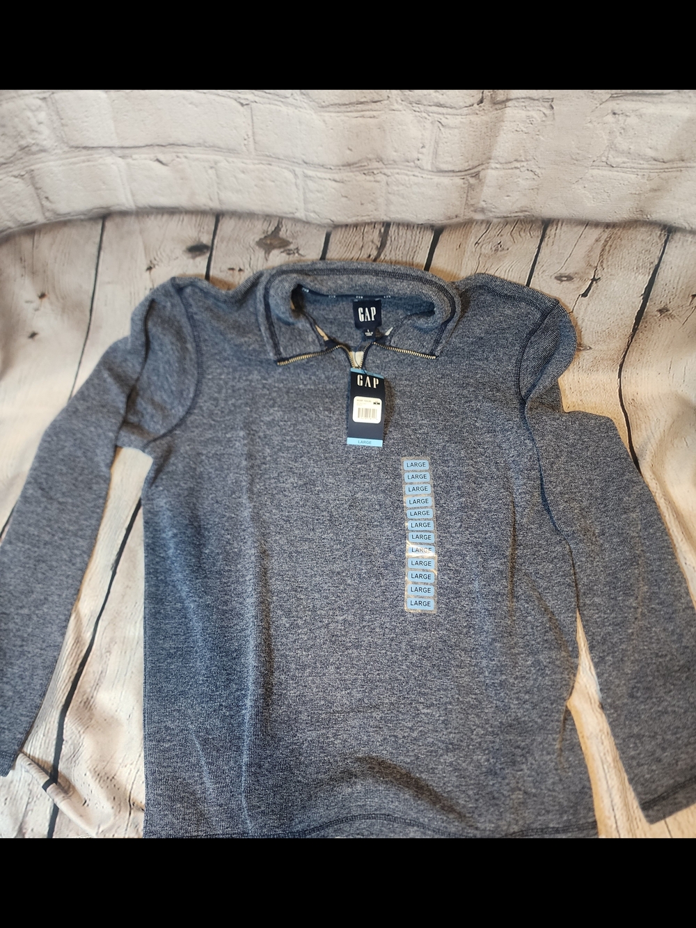 GAP Navy Heathered Quarter-Zip Sweater